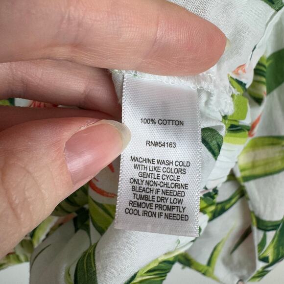 Marc New York Womens Floral Button Up Cropped Tie Waist Blouse Large Tropical - Picture 8 of 12